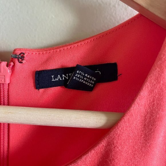 Land's End WOMEN CORAL SHEATH A-LINE SLEEVELESS MIDI DRESS SIZE 6 WORK POCKETS - Picture 3 of 8